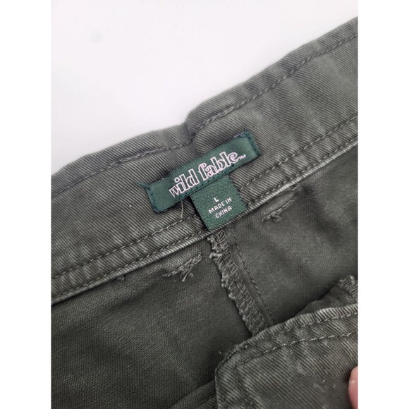 WILD FABLE Army Green Cargo Skirt Faded Raw Hem Mini SZ LG - Picture 3 of 6